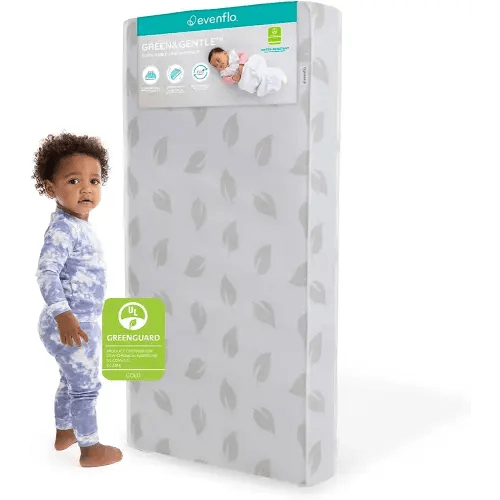 Evenflo Green & Gentle Breathable Crib Mattress - Dual-Sided Comfort for Infants & Toddlers with Water Resistant Cover, GreenGuard Gold Certified for Safety