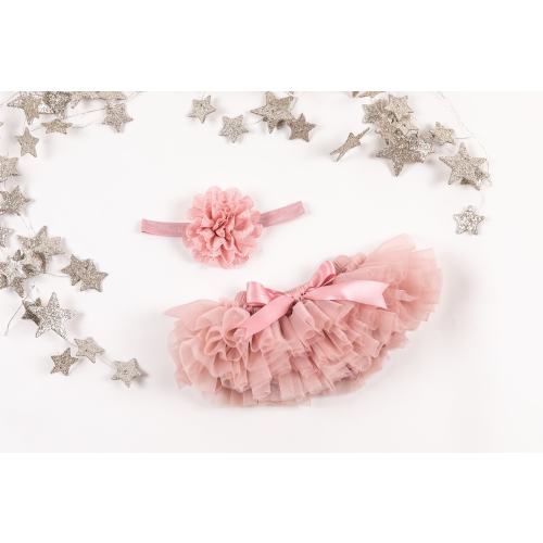 Baby Girl Ruffle Bottom Tutu Bloomer Headband Set in Mauve - Newborn Photo Set - Cake Smash - Diaper Cover - Baby Gift - First Birthday