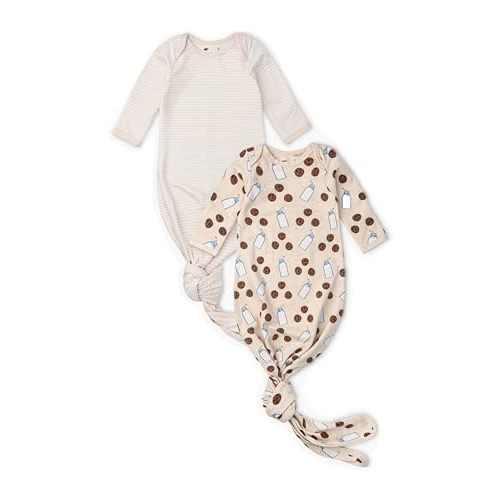 MONICA + ANDY Knot It Baby 2-pack Tie Gown, 100% Organic Baby Clothes for Boys & Girls, Sizes For Preemie, Newborn & Infant