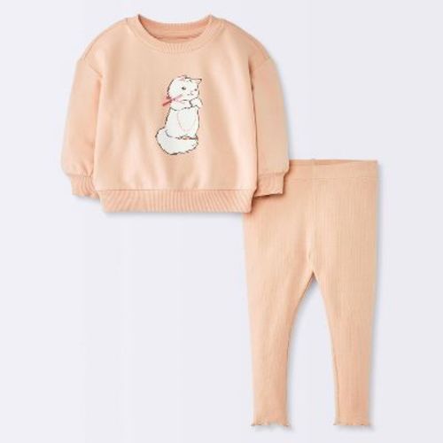 Baby Girls' Kitten Sweatshirt and Leggings Set - Cloud Island™ Pink 3-6M