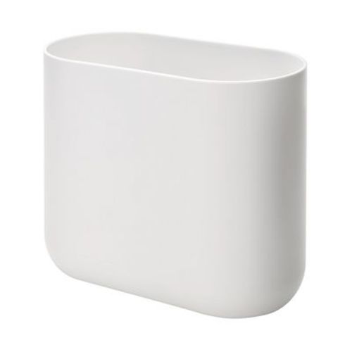iDESIGN Recycled Plastic Slim Oval Waste Basket The Cade Collection Coconut: Bathroom Trash Can, 6.62L Capacity
