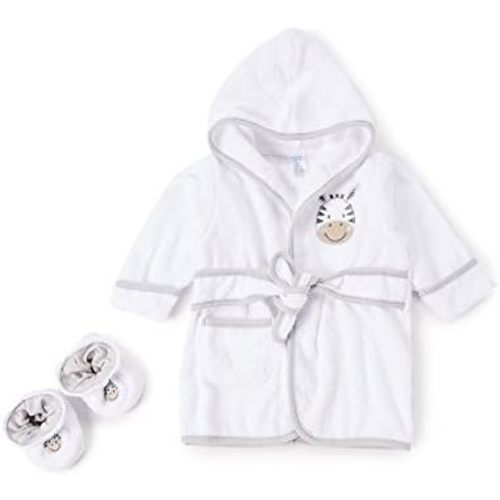 Spasilk Hooded Bathrobe with Ears for Newborns, 1 3D Soft Cotton Terry Bathrobe, Baby Essentials, Baby Shower Gifts, One Size
