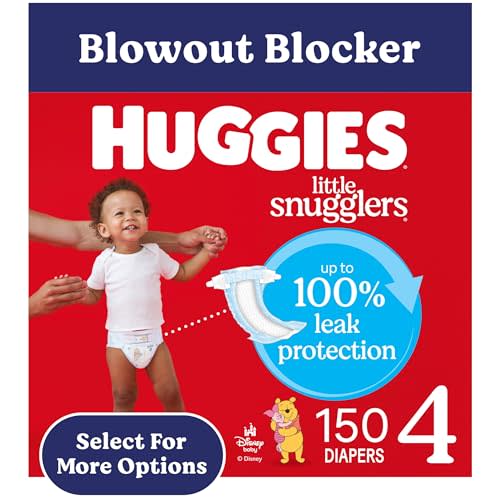 Huggies Size 4 Diapers, Little Snugglers Baby Diapers, Size 4 (22-37 lbs), 150 Count (6 Packs of 25), Packaging May Vary