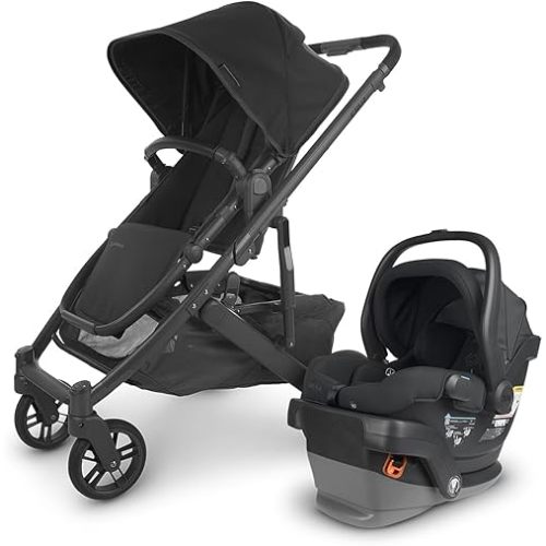 UPPAbaby Travel System, Includes Cruz V2 Stroller + Mesa V2 Car Seat Combo/Toddler Seat, Bumper Bar, Bug Shield, Rain Shield, Car Seat, Base + Robust Infant Insert Included/Jake (Charcoal)