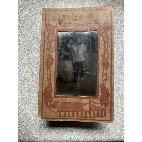 Vtg 1900’s Souvenir From Big Circus Photo Paper Frame Holder Clowns Big Top
