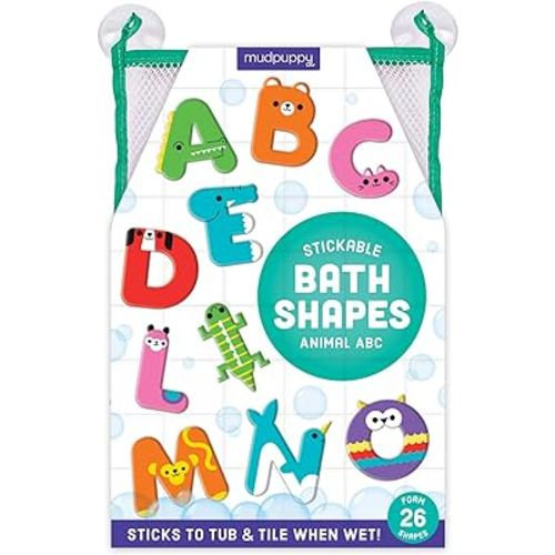 Mudpuppy Animal ABC Stickable Foam Shapes, 26 Foam Alphabet Letters with Mesh Storage Bag – Fun Bath Toys for Toddlers – Learning Activity for Ages 3+, Cactus