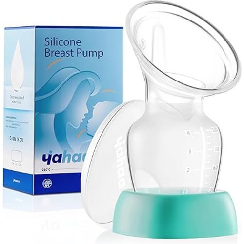 Manual Breast Pump for Breastfeeding Essentials,Colostrum Collector with Spill Free Valve,Cap,Silicone,Self-Stand Bottom,Aqua,4oz