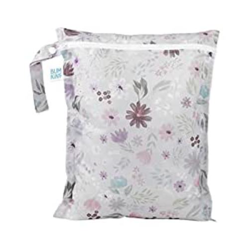 Bumkins Waterproof Wet Bag for Baby, Travel, Swim Suit, Cloth Diapers, Pump Parts, Pool, Gym Clothes, Toiletry, Strap to Stroller, Daycare, Zipper Reusable Bag, Wetdry Packing Pouch, Florals Gray