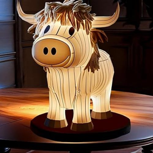 Cow Table Lamp Farmhouse Cow Night Light, Cute Animal Table Lamp, Animal Night Light with USB A+C Ports Resin Cow Bedside, Cow Shape Nightstand Lamps for Bedroom, Office, Home