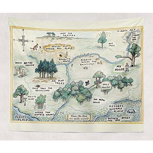 100 Acre Wood Map, Hundred Acre Wood, Winnie the Pooh Baby Shower, Winnie The Pooh Tapestry Backdrop, Winnie the Pooh Nursery Gift