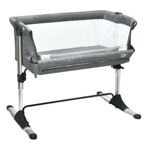 Costway Bassinet Bed Side Crib Infant Sleeper Breathable Mesh with Carrying Bag Grey