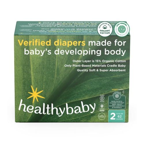 HealthyBaby Certified Safe Organic Cotton Enhanced Diapers - Size 2 - 62ct
