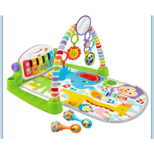 Fisher-Price Baby Playmat Deluxe Kick & Play Piano Gym for Learning & 2 Maracas Soft Rattles for Newborn to Toddler Play Ages 0+ Months