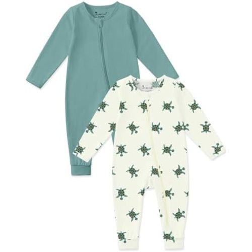Jimonda Baby Sleeper Rompers,Unisex Boys Girls Zip-Front Pajamas One-Piece Footless Outfit 0-24 Months (Pack of 2