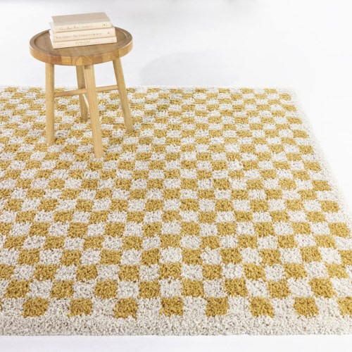 Balta 6 x 9 (ft) Polypropylene Mustard Rectangular Indoor Geometric Mid-Century Modern Spot Clean Only Area rug