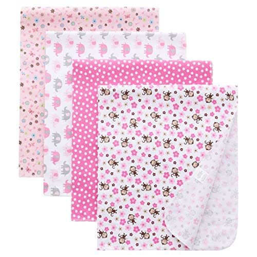 Gina Era Flannel Receiving Blankets, Baby Swaddle Blankets 100% Cotton 4 Pcs One Size 30 X 30 Inch for Baby Boy or Baby Girl (Style9)
