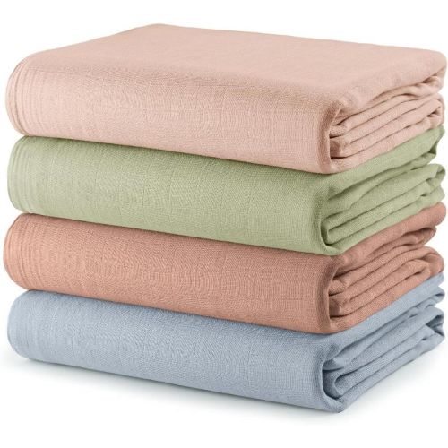 Comfy Cubs Muslin Swaddle Blankets Pack of 4, Large 47" x 47", Soft Cotton Multipurpose Wraps - Pacific, Cedar, Sage, Blush