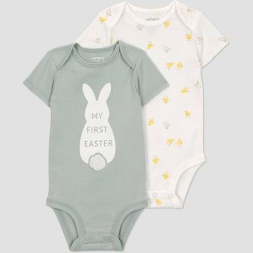 Carter's Just One You® Baby 2pk My 1st Easter Bodysuits - Ivory/Green 6M
