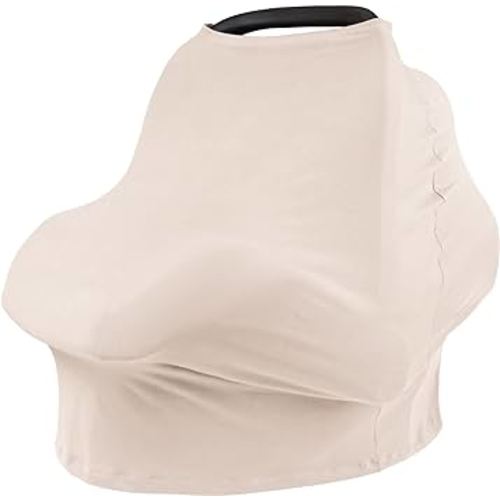 Baby Car Seat Covers- Multi-use Carseat Canopy for Babies, Stretchy Infant Carseat Cover Boy, Shower Gifts for Unisex Boys and Girls（Beige）