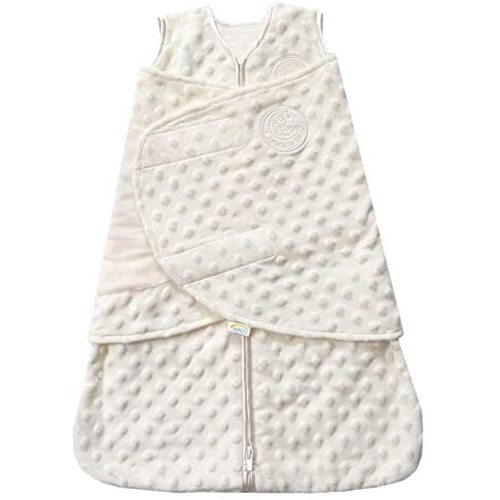 HALO Sleepsack Swaddle, 3-Way Adjustable Wearable Blanket, TOG 3.0, Velboa Plush Dots, Cream, Newborn, 0-3 Months