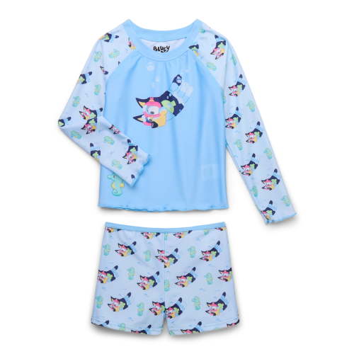 Character Toddler Girl Long-Sleeve Rash Guard and Swim Short Set, 2-Piece, Sizes 12M-5T