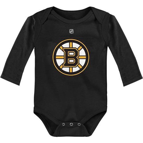 NHL Long Sleeve Onesie Bodysuit 0/3 Months - Boston Bruins - Black