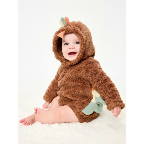 Long-Sleeve Critter Fleece Hooded One-Piece Romper for Baby