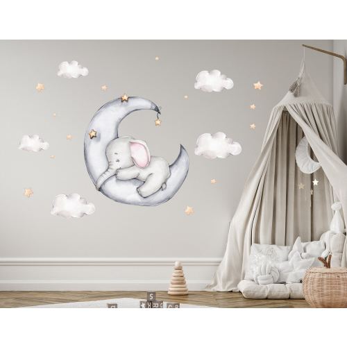 Elephant Safari Animals Wall decal Nursery Wall Decal, Customize with a name! Baby Nursery Décor, Easily Repositionable!