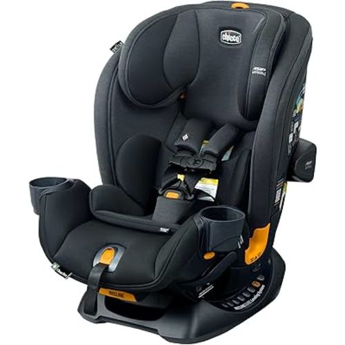 Chicco OneFit LX ClearTex All-in-One Car Seat with LeverLock Installation, Slim Design, Convertible Car Seat, Seat for Infants and Children 5-100 lbs | Ebony/Black