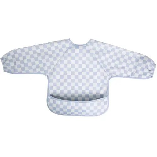 Smock Bib For Baby & Toddler Long Sleeve | Blue Checkers