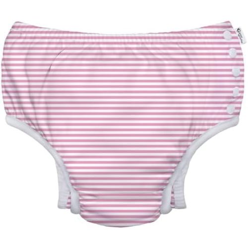 green sprouts Snap Reusable Absorbent Swimsuit Diaper, Light Pink Pinstripe, 24 Month