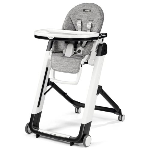 Peg Perego Siesta, Grow with Baby Folding High Chair & Recliner, Height Adjustable, Quick Clean & Easy Push Wheels for Babies & Toddlers, Made in Italy, Wonder Grey (Grey)