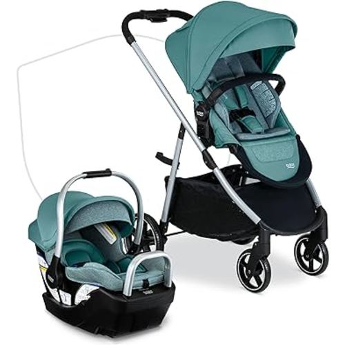 Britax Willow Grove SC Baby Travel System, Infant Car Seat and Stroller Combo with Alpine Base, ClickTight Technology, SafeWash, Pindot Jade
