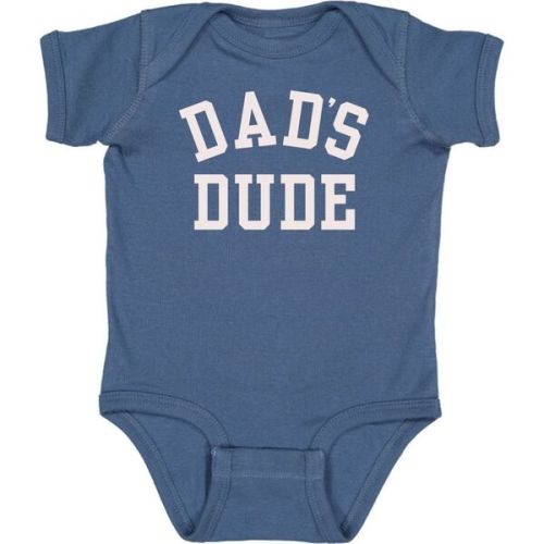 Dad's Dude Short Sleeve Bodysuit, Indigo - Sweet Wink | Maisonette