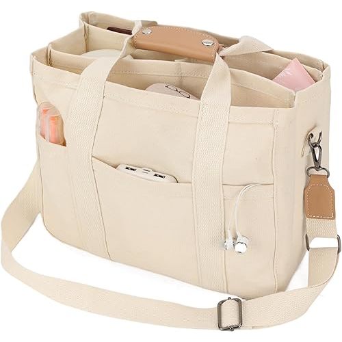 Barsine Canvas Tote Bag with Compartments