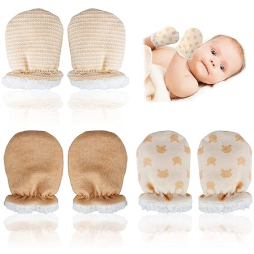 3 Pairs Baby Mittens Winter Anti Scratch Baby Mittens, Winter Baby Warm Gloves for Newborn (0-6 Months)