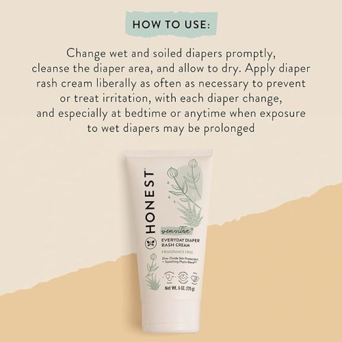The Honest Company Hypoallergenic Diaper Rash Cream | Moisturizing + Calming Zinc Oxide Ointment | NEA Recognized, Cruelty Free | Value Size, 6 oz - Value Size Diaper Rash Cream, 6 oz