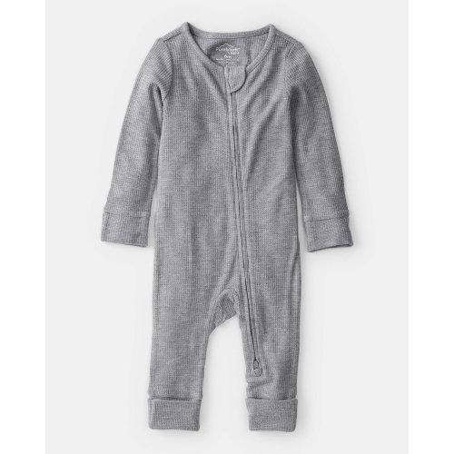 Baby Boy Solid PurelySoft Long-Sleeve 2-Way Zip Sleep & Play Pajamas - Grey | Carter's