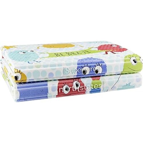 Toddleroo by North States 71" x 71" Foldable Toddleroo Friends Padded Play Mat. Extra Large Foam Baby Play Mats for Floor, Waterproof Tummy Time Mat for Indoor & Outdoor Use