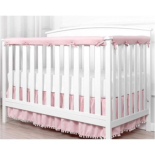 3Pcs Crib Rail Covers for Teething,Soft Crib Guard Rail Cover for Chewing,Long Pieces (Length 51 in,width7in,2 Short Pieces (Length 27.5 in,Width 7 in), (Pink)