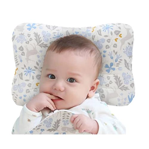 Soft Hypoallergenic Baby Head & Neck Support Organic Cotton Cover Machine Washable (Bambi Blue)