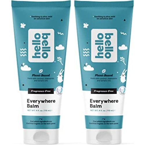 Hello Bello Everywhere Balm - Dermatologist-Tested, Hypoallergenic, Soothing & Ultra-Mild on Sensitive Skin - Plant-Derived & Certified Organic Ingredients - Fragrance-Free, 4Oz (2 Pack)