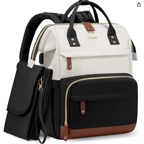 LOVEVOOK Diaper Bag Backpack, Baby Bag with Changing Station, Large Diaper Backpack for Mom Dads, Waterproof Mommy Bag for Boy and Girl, Travel Essential Baby Shower, Black-Beige