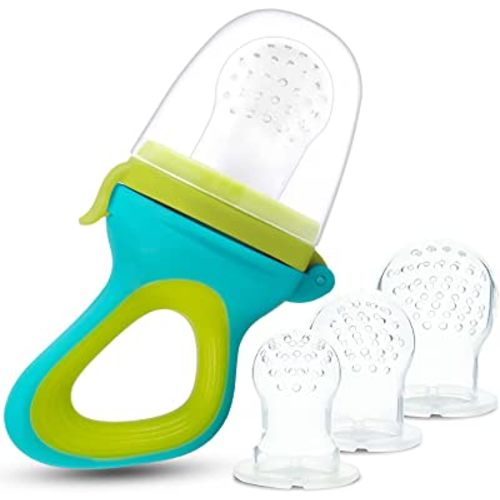 Baby Fresh Food Feeder/Fruit Feeder Pacifier - Infant Silicone Teether Feeder, Includes 3 Different Sized Silicone Pouches for Toddlers & Kids