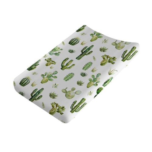 Watercolor Green Cactus Changing Pad Covers Cactus Leaves Diaper Changing Table Sheets for Baby Boys Girls Wild Plants Soft Breathable Stretchy Fitted Baby Change Table Mats 32''x16''