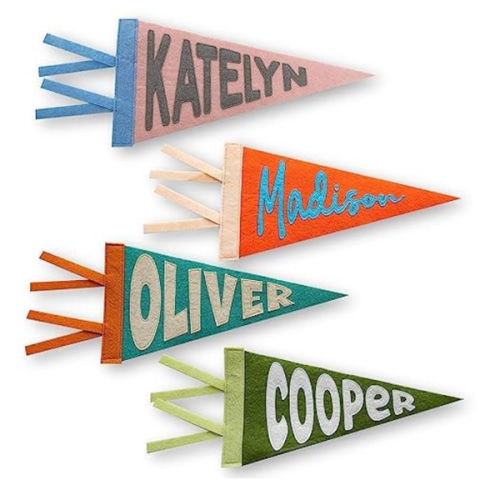 Personalized Name Pennant for Nursery Room Decor, Baby Shower Gift, Baby Boy Girl Name Nursery Flag, Baby Name Banner Flag Wall Hanging, Specify the Colour by Yourself