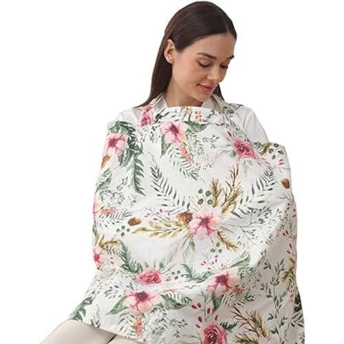 insular Nursing Cover for Breastfeeding, Infant Feeding Cover Breathable Cotton Privacy Breastfeeding Apron, Rose