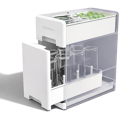 Baby Brezza Covered Drying Rack & Countertop Organizer - Vertical Bottle Storage with Lid - Fits Large 8 Bottle Capacity Plus Accessories to Keep Items Tidy