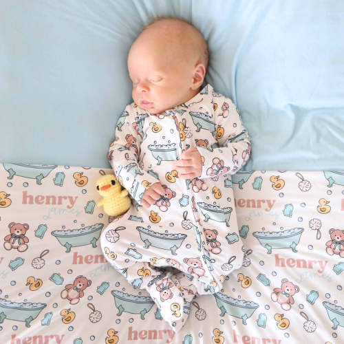 Bathtime Besties Zipper Footie | Blue