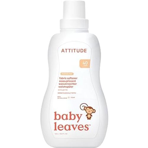 ATTITUDE Baby Fabric Softener, Plant and Mineral-Based Ingredients, HE Compatible, Vegan and Cruelty-free Laundry and Household Products, Pear Nectar, 40 Loads, 33.8 Fl Oz